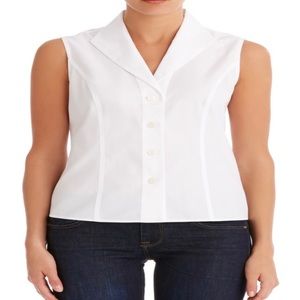 Jones New York Platinum Collection No-iron White sleeveless shirt Size 14W